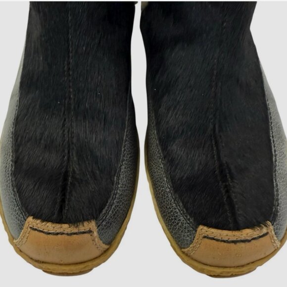 TECNICA Skandia Goat Fur Tall Apres Ski Boots Italy Women Size 9 US Black Winter - Picture 5 of 8